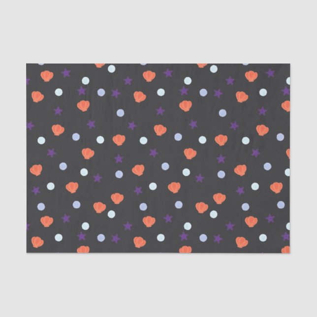 Papel De Seda Pastel Halloween Shells & Sea Stars em Negro (Frente )