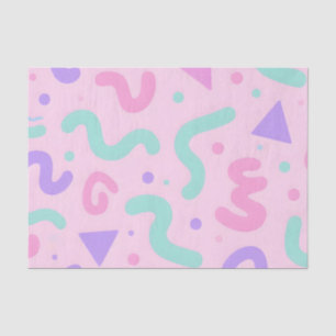 Papel De Seda Pastel Memphis Ondulado Geométrico Divertido Retro