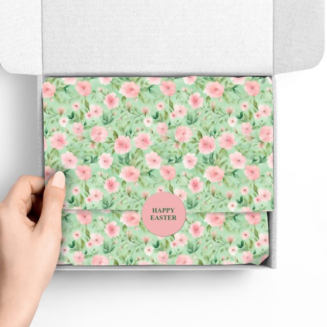 Papel De Seda Pastel páscoa Rosa e Florestas Verdes (Criador carregado)