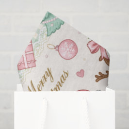 Papel De Seda Pastel Pink Christmas Delight