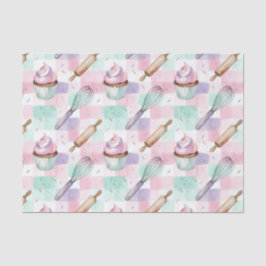 Papel De Seda Pastel Pink & Mint Cupcake Baking Pattern
