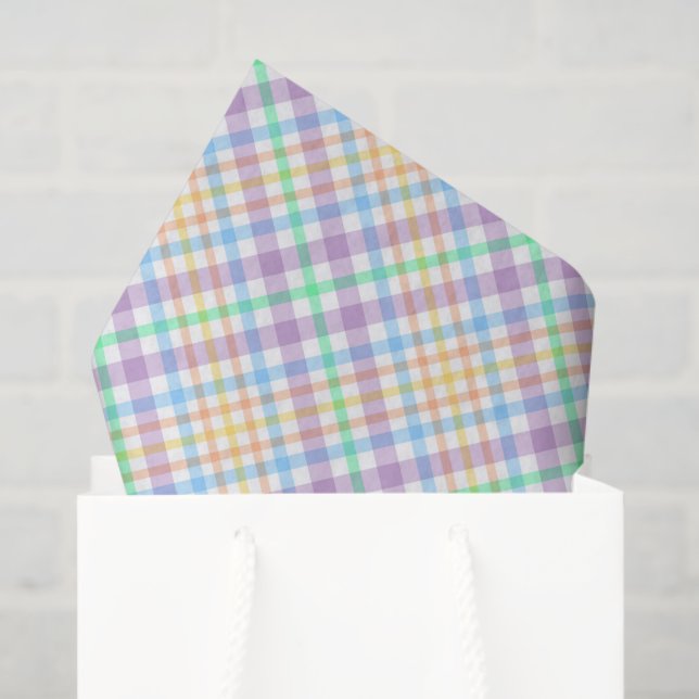 Papel De Seda Pastel Plaid  (Sacola de presentes)