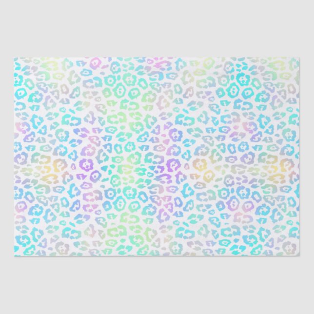 Papel De Seda Pastel Rainbow Leopard Patterno (Frente )