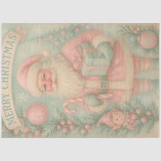 Papel De Seda Pastel Santa & Elf Christmas Gift Decoupage