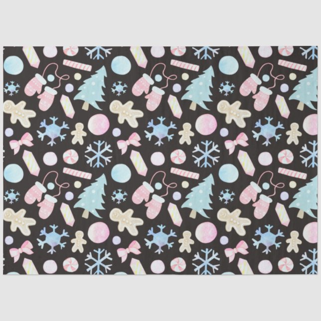Papel De Seda Pastel Snowflakes Árvores de Natal Doces (Frente )