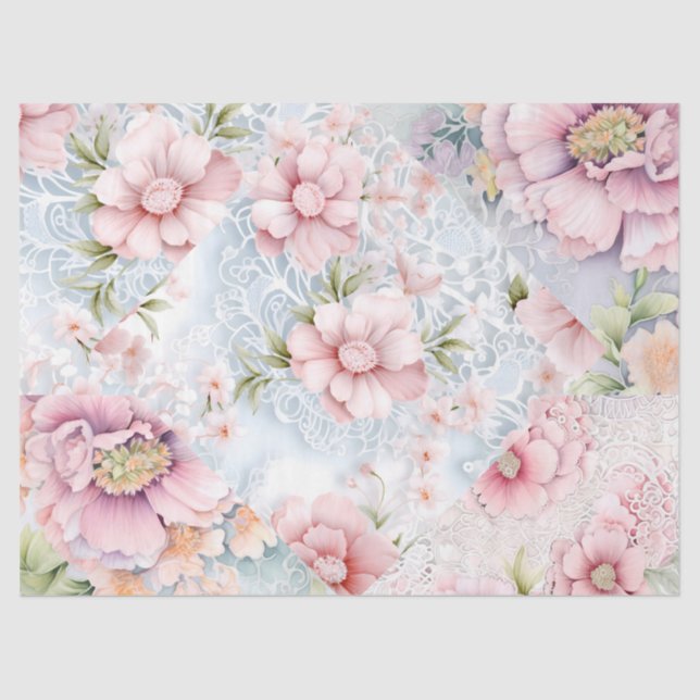 Papel De Seda Pastel Victorian Florals & Lace Decoupage (Frente )