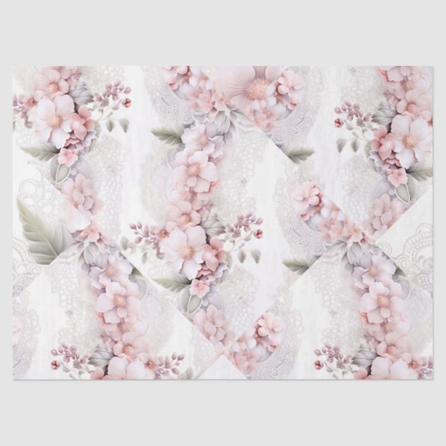 Papel De Seda Pastel Victorian Florals & Lace Decoupage (Frente )