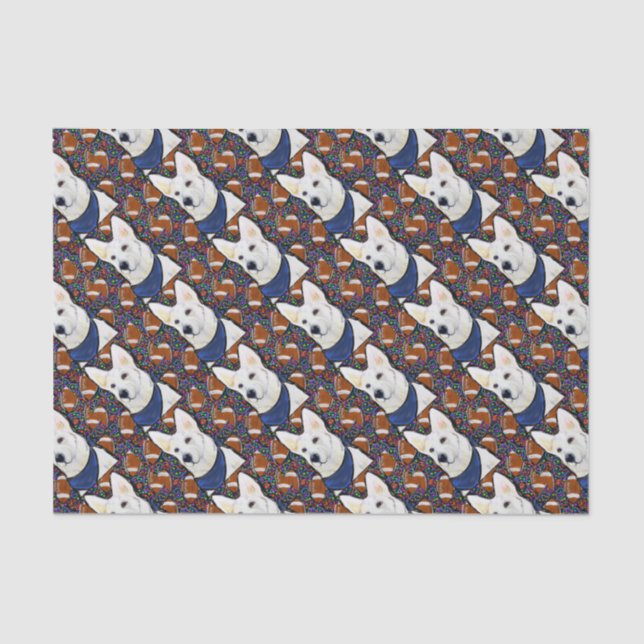 Papel De Seda Pastor Alemão Branco (Frente )