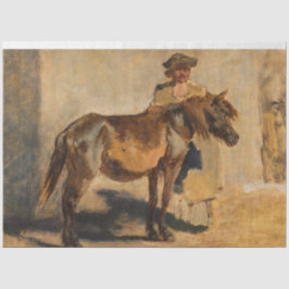 Papel De Seda Pastor Com Cavalo Marrom (Equino)