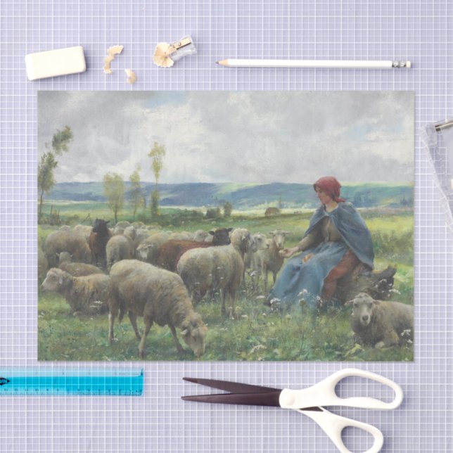 Papel De Seda Pastores e ovelhas de Julien Dupre (Arte )