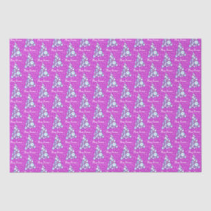 Papel De Seda Pata branca de animais rosa e azul Árvore de Natal