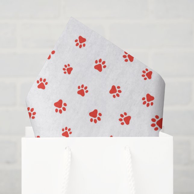 Papel De Seda Pata Imprime Pet Lover Dift Enrola Red Cat Dog Div (Sacola de presentes)