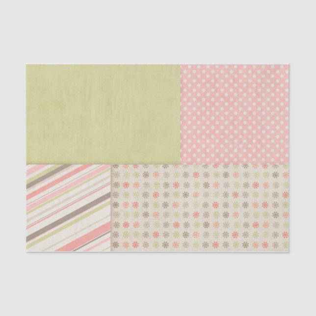 Papel De Seda Patches rosa e verde (Frente )