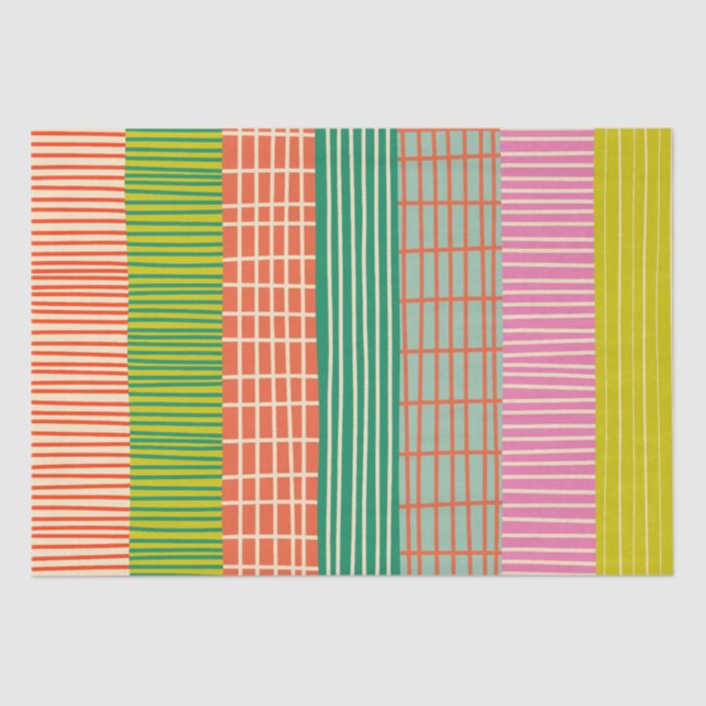 Papel De Seda Patchwork Finlandês Stripes Padrão Colorido (Frente )