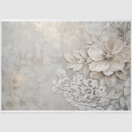 Papel De Seda Patina de renda e relevo floral