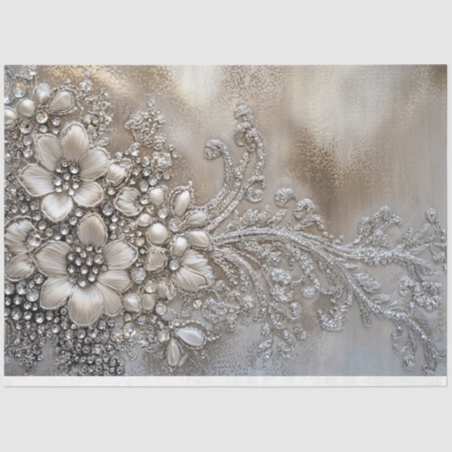 Papel De Seda Pátina de Rhinestone, Brilho de Fundo (Frente )