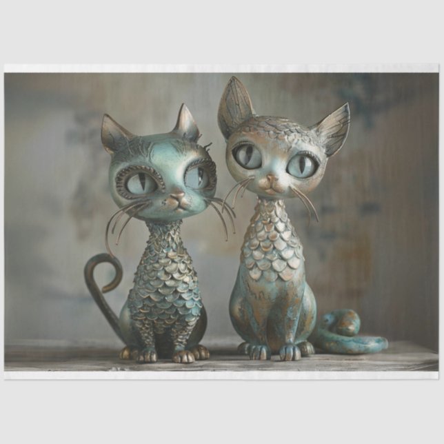 Papel De Seda Patina Finish 2 Cats Decoupage (Frente )