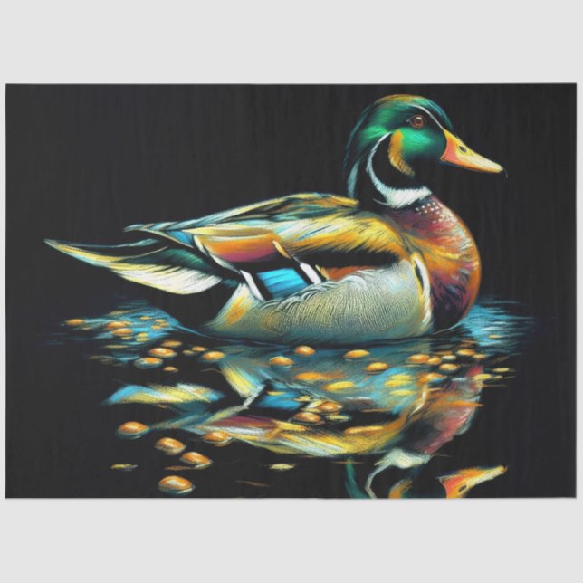 Papel De Seda Pato de Desenho de Pastel na Água (Frente )