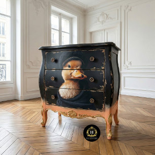 Papel De Seda Pato Elegante em Decoupage de Chapéu Preto