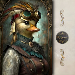 Papel De Seda Pato Steampunk Caprichoso Decoupage Vintage