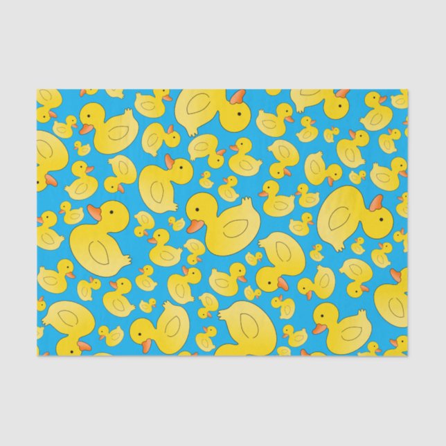 Papel De Seda Patos bonitos da borracha dos azul-céu (Frente )