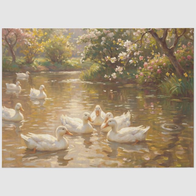 Papel De Seda Patos de Chamado no Lago em Decoupage (Frente )