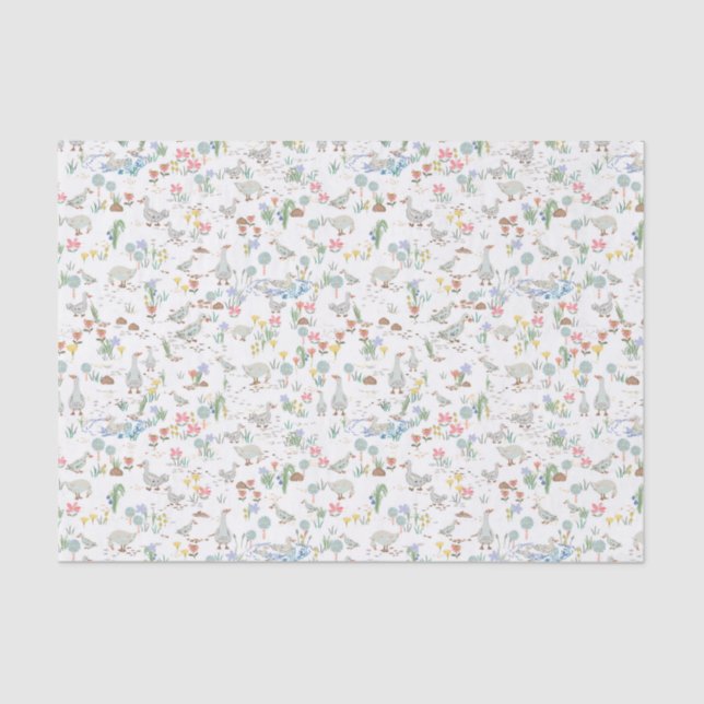 Papel De Seda Patos no jardim (Frente )