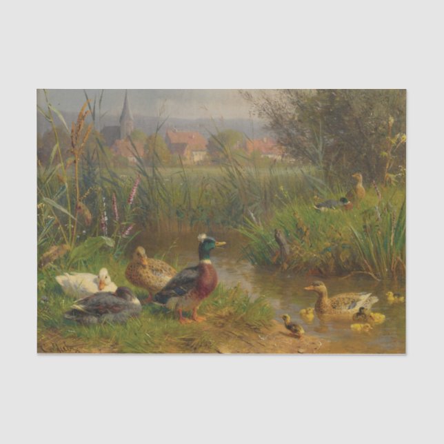 Papel De Seda Patos pelo Riacho por Carl Jutz (Frente )