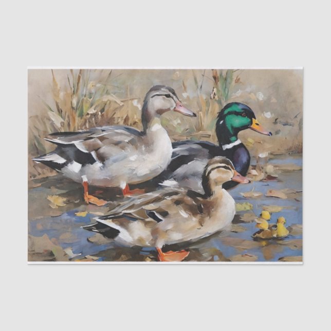 Papel De Seda Patos-reais Decoupage Aquarela (Frente )
