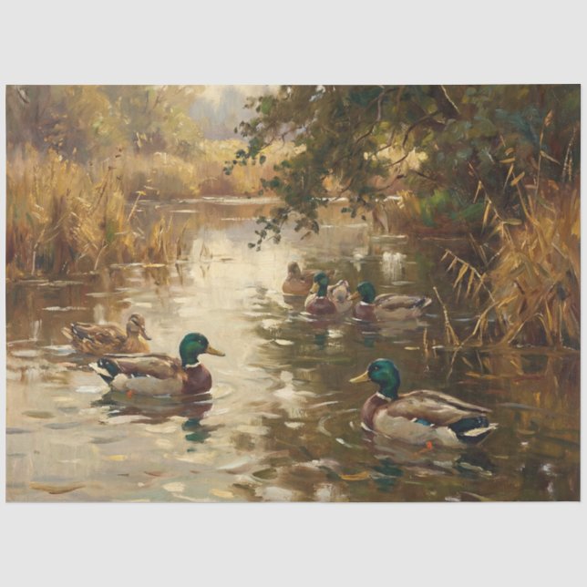 Papel De Seda Patos-reais no Decoupage do Lago (Frente )