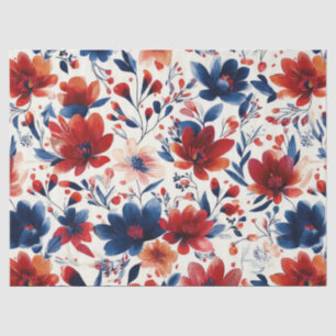 Papel De Seda Pátrio Vermelho Azul Branco Floral (10)