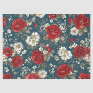 Papel De Seda Pátrio Vermelho Azul Branco Floral (11)