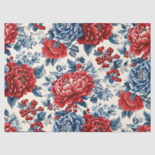 Papel De Seda Pátrio Vermelho Azul Branco Floral (7)