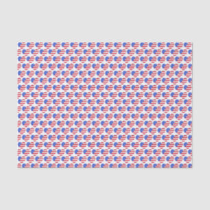 Papel De Seda Patriotic Love USA American Flag Heart Impressão G