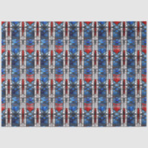 Patriotic Red Blue Stained Glass 