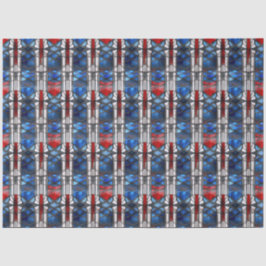 Papel De Seda Patriotic Red Blue Stained Glass 