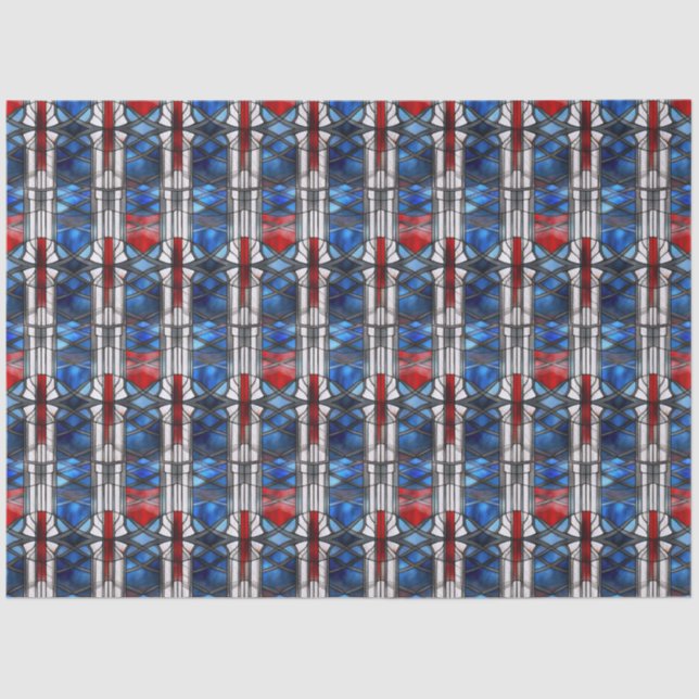 Papel De Seda Patriotic Red Blue Stained Glass  (Frente )