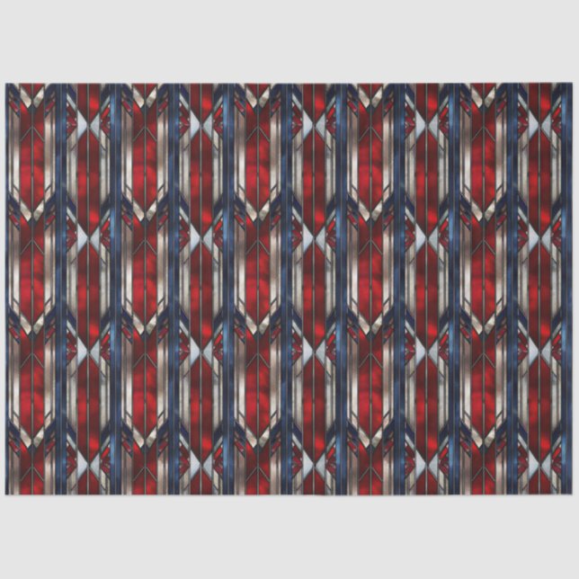 Papel De Seda Patriotic Red White Blue Geometric Pattern (Frente )