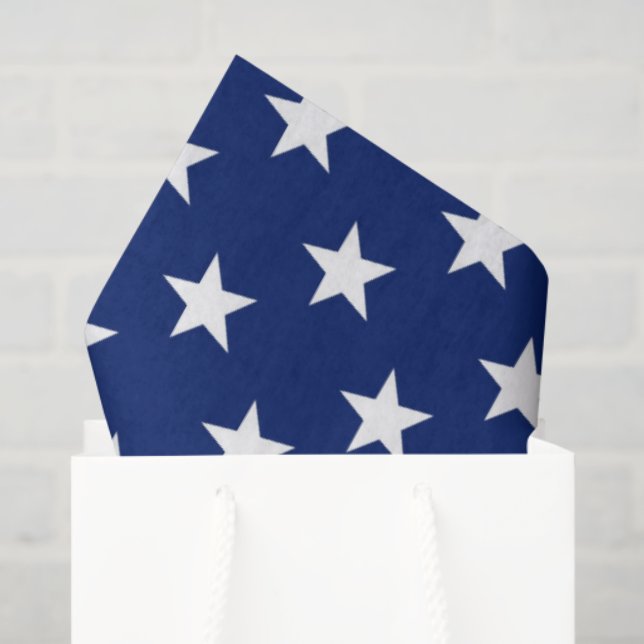 Papel De Seda Patriotic Stars USA Preppy Blue White Fun (Sacola de presentes)