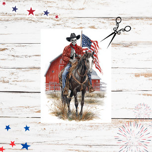 Papel De Seda Patriótico do Esqueleto do Cowboy Gótico de Dissoc