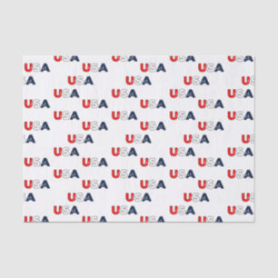 Papel De Seda Patriótico Vermelho Branco e Estrelas Azuis/EUA