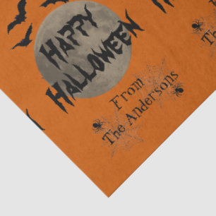 Papel De Seda Patterno do Dia das Bruxas de Bats Spooky Laranja