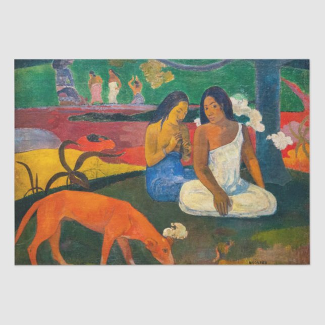 Papel De Seda Paul Gauguin - Árearea / O Cachorro Vermelho (Frente )