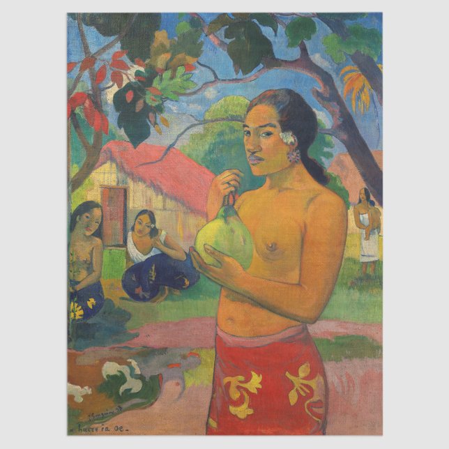 Papel De Seda Paul Gauguin - Mulher segurando uma Fruta (Criador carregado)