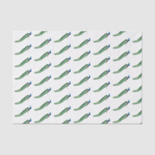 Papel De Seda Pavão Colorido Estilizado Vintage Empoleirado na M