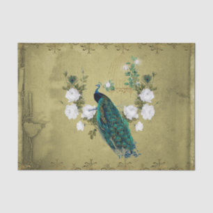 Papel De Seda Pavão com flores