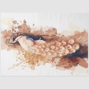 Papel De Seda Pavão de aquarela