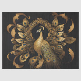 Papel De Seda Pavão Dourado