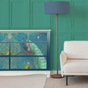 Papel De Seda Pavão n Penas Par Azul Escuro Decoupage