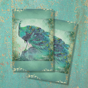 Papel De Seda Pavão-Pavão-Pavão-Pavão-Pavão Aqua Azul-Dourado